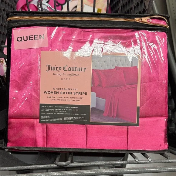 Juicy Couture Fuchsia Satin Sheet Set - Picture 1 of 3